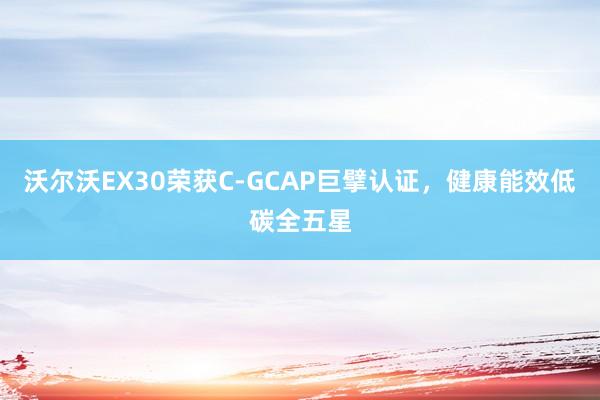 沃尔沃EX30荣获C-GCAP巨擘认证，健康能效低碳全五星