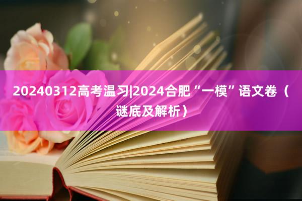 20240312高考温习|2024合肥“一模”语文卷(谜底及解析)