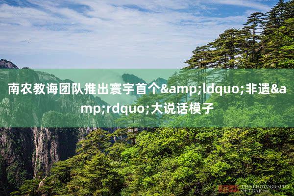 南农教诲团队推出寰宇首个&ldquo;非遗&rdquo;大说话模子