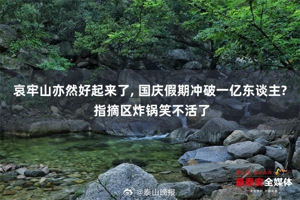 哀牢山亦然好起来了, 国庆假期冲破一亿东谈主? 指摘区炸锅笑不活了